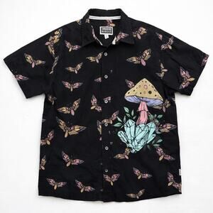 Cornerstore Bodega Moth Cabana Shirt‎ Butterflies insects Mushroom goblincore